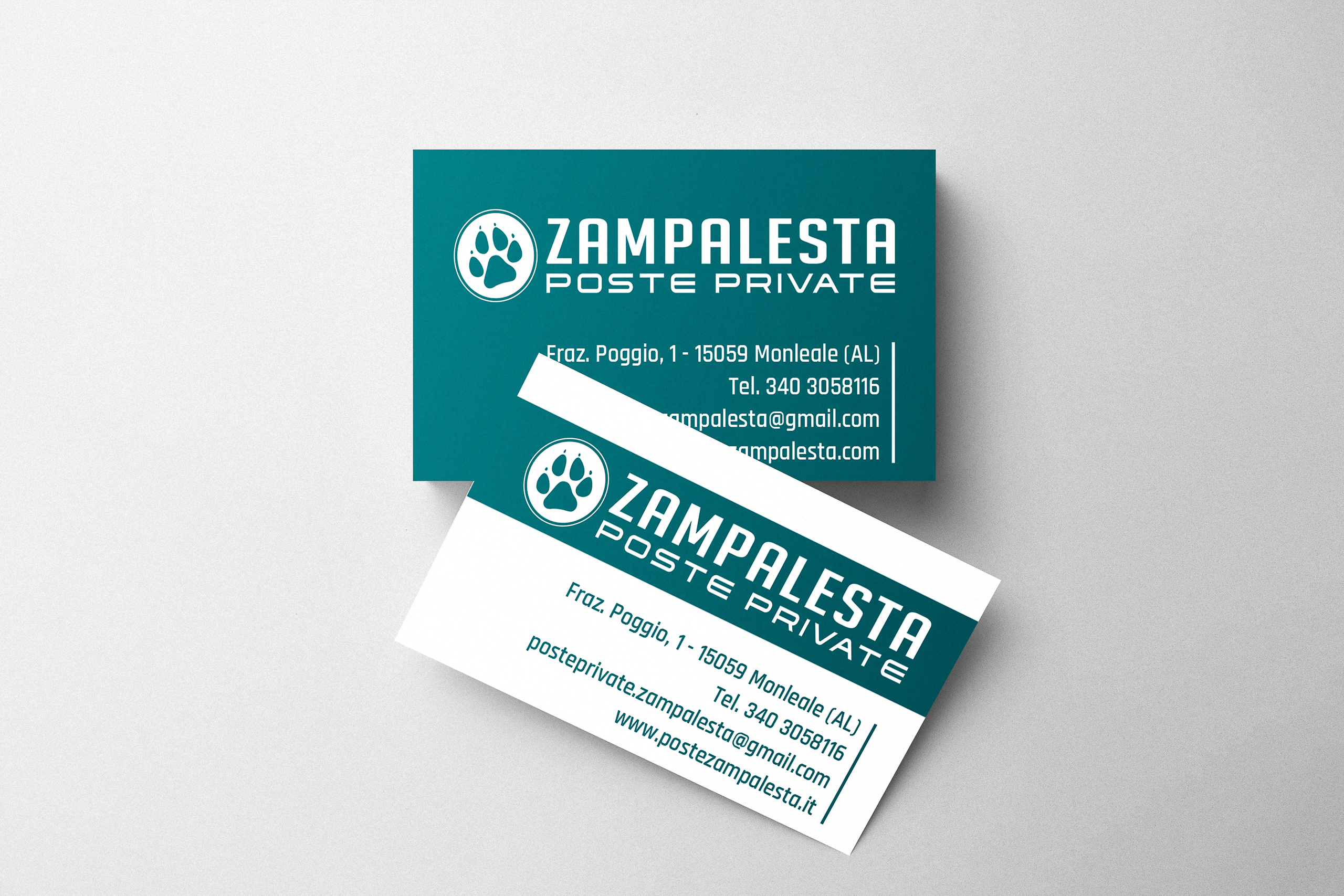 proposte grafiche per il biglietto da visita di Poste Private Zampalesta (Tortona)